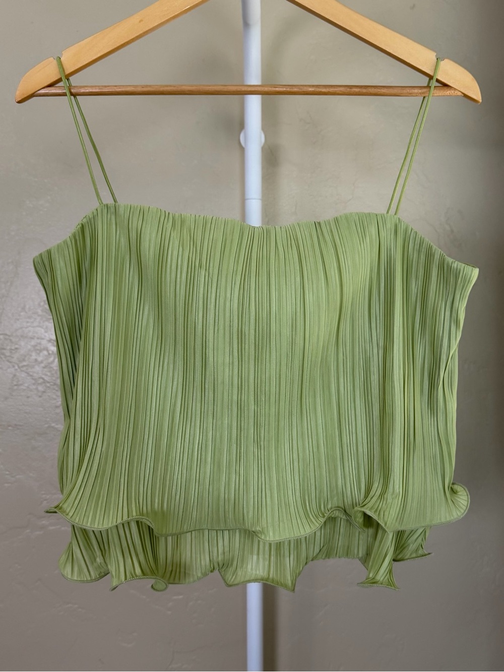 Commense Pistachio Green Pleated Ruffle Cami Midi Skirt Set XL NWT - Picture 2 of 11